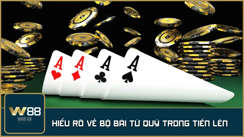 Minh họa tập hợp 4 lá bài giống số khác chất trong bộ bài Tây.
